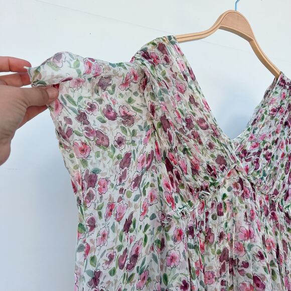 Dolce & Gabbana Authentic Silk Floral Sheer Mini Dress Pink Cottage 4 Fairy 40 - Picture 7 of 12